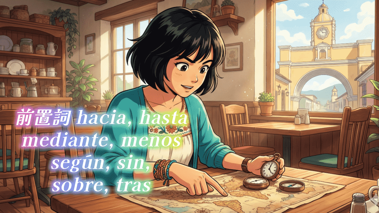 前置詞【hacia, hasta, mediante, menos, según, sin, sobre, tras】