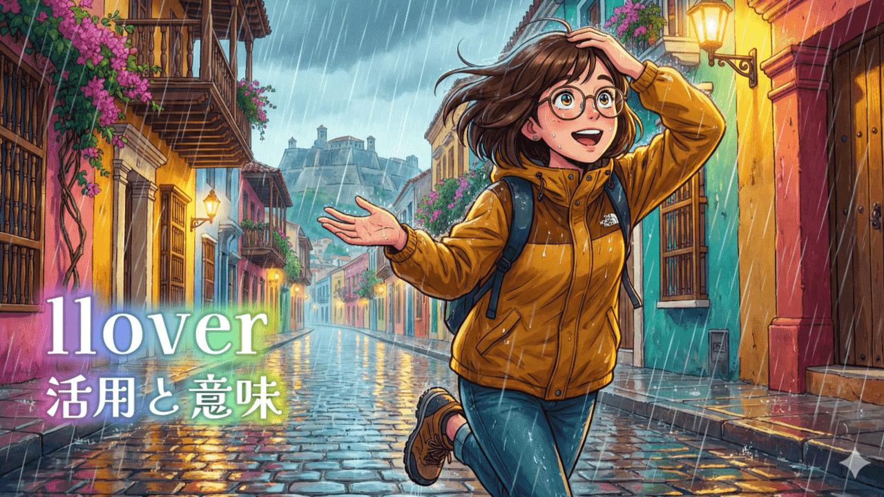 突然の雨で雨宿りできる軒先に向かって駆け出している女性のイラスト