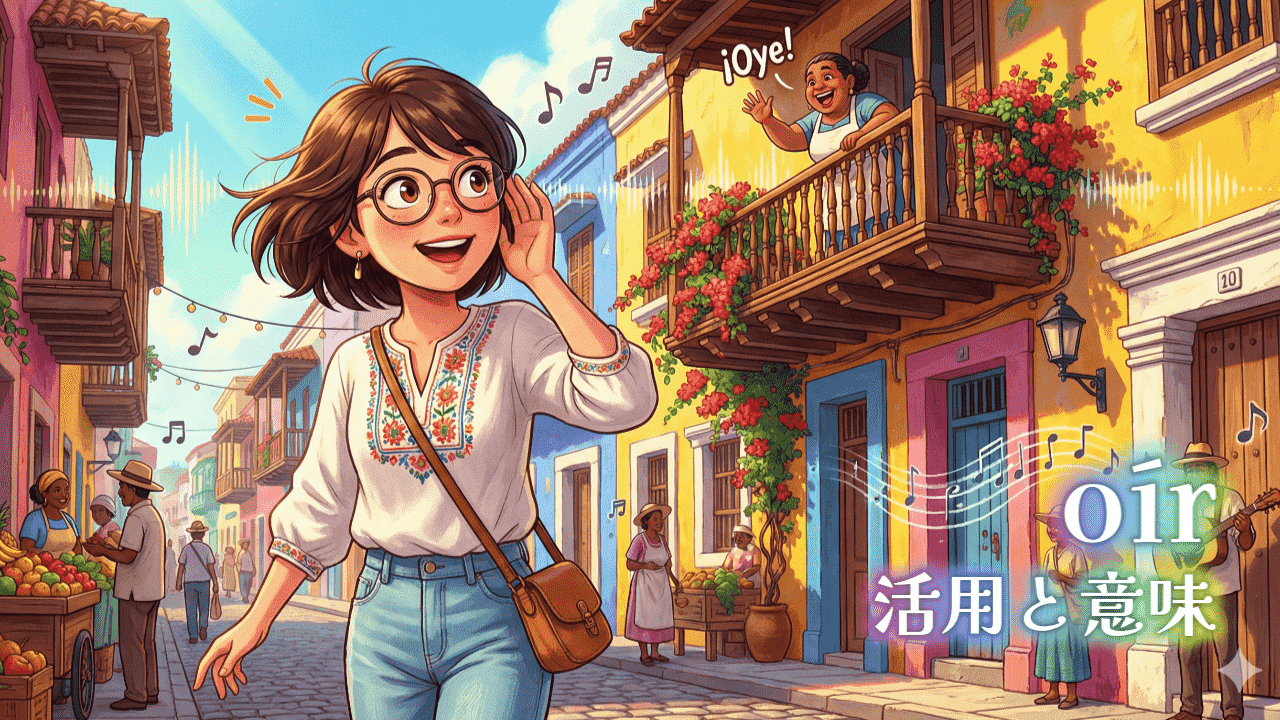 突然の呼びかけに「ん？何か聞こえた？」と耳を傾けている仕草をしている女性のイラスト