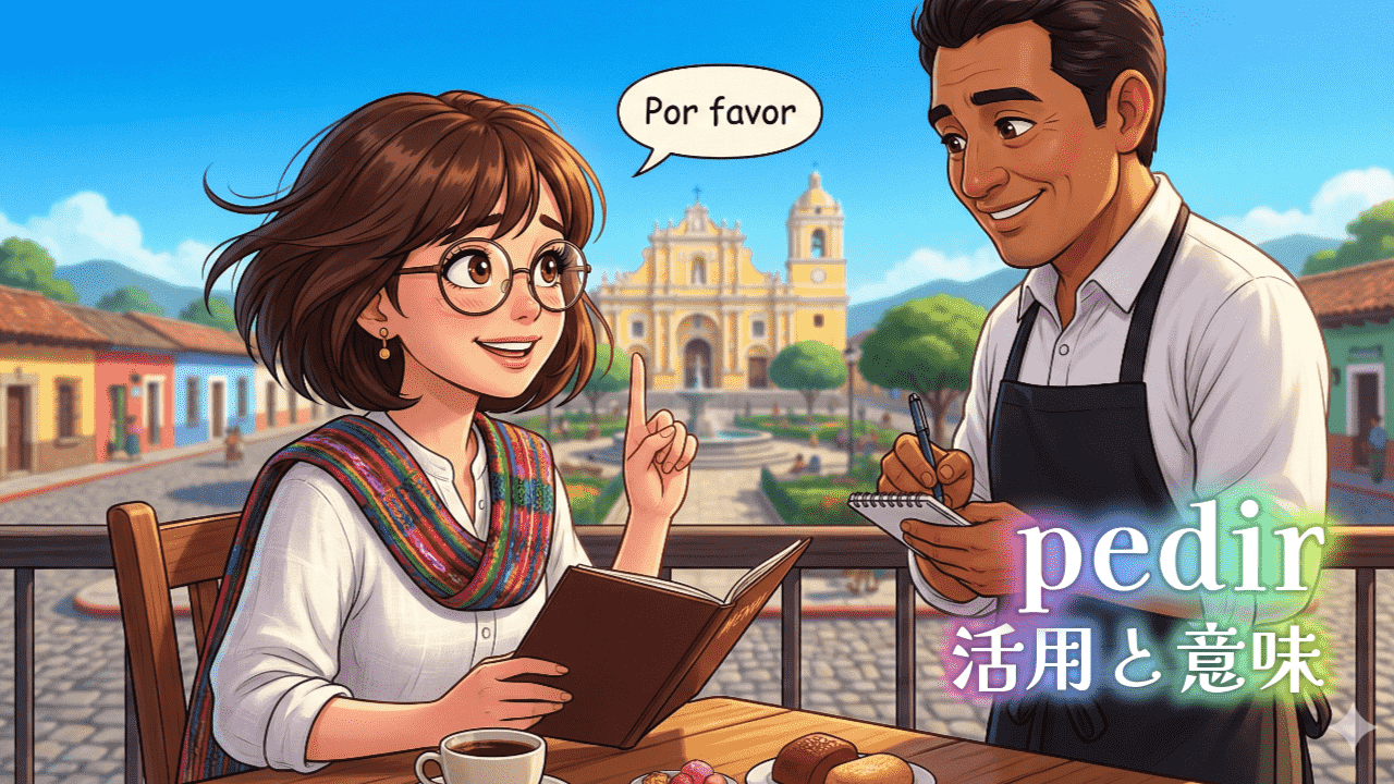 カフェで注文をしている女性のイラスト