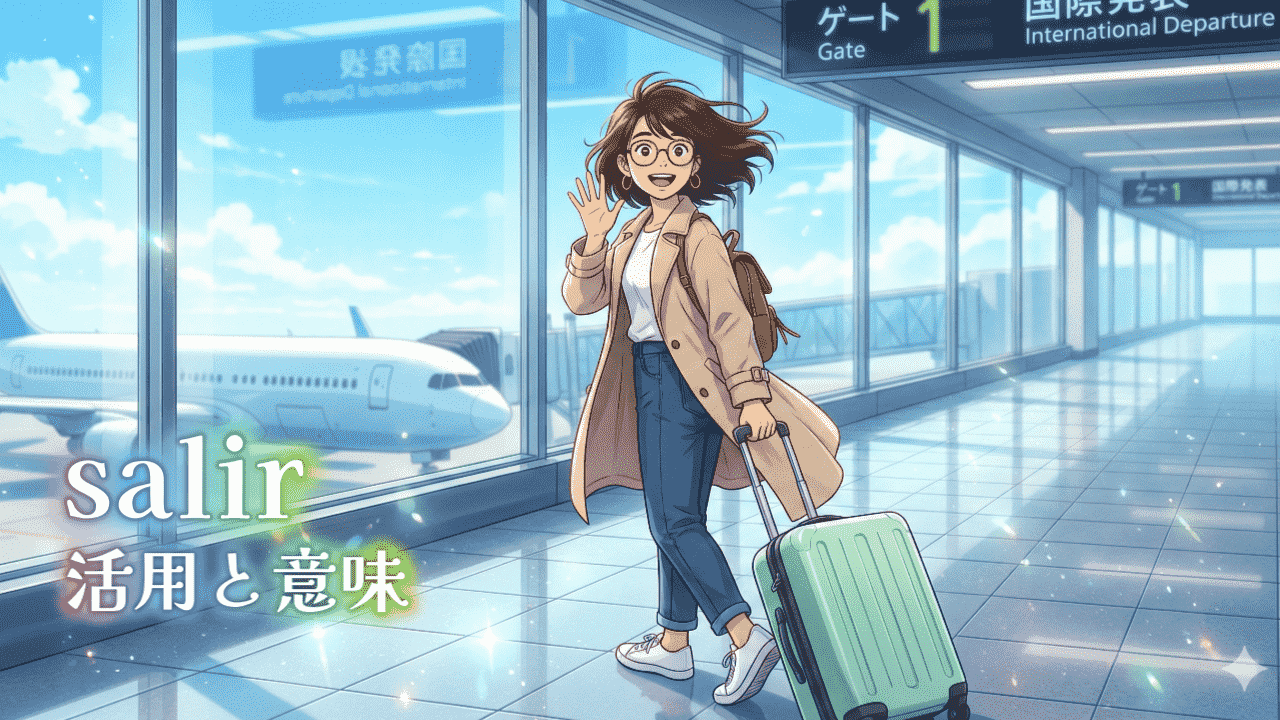 空港で旅行に出発する女性のイラスト