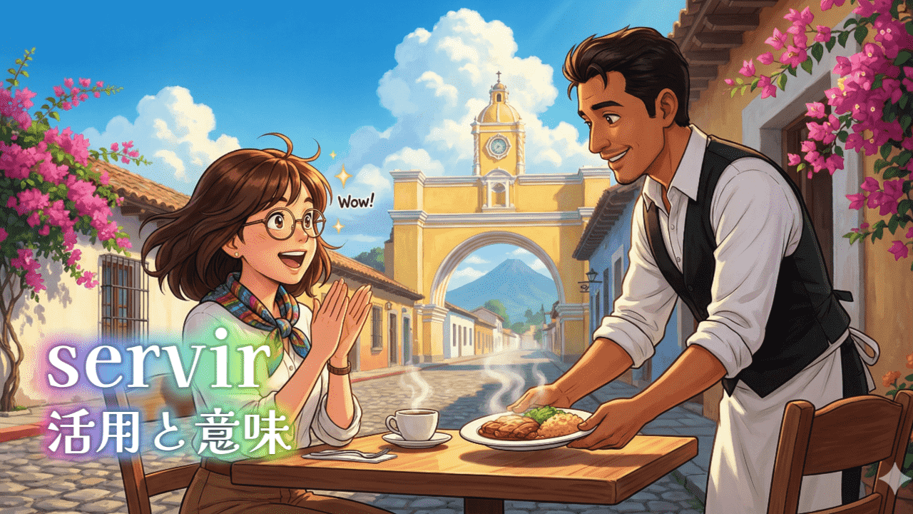 運ばれてきた料理に喜んでいる女性のイラスト