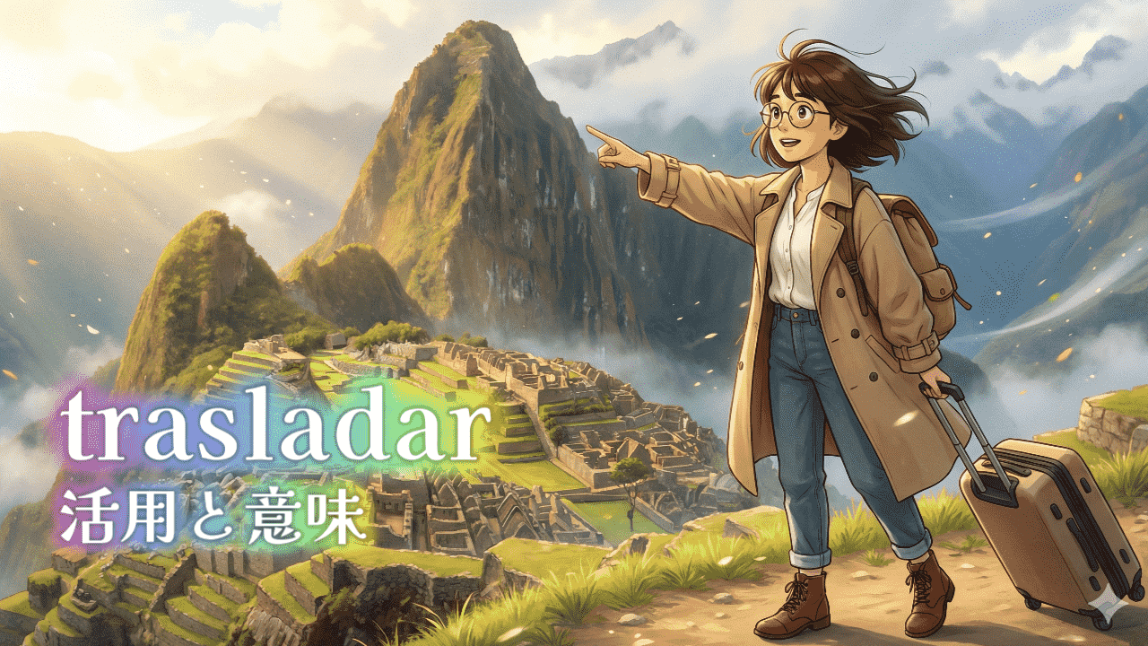 マチュピチュを背景にした女性のイラスト